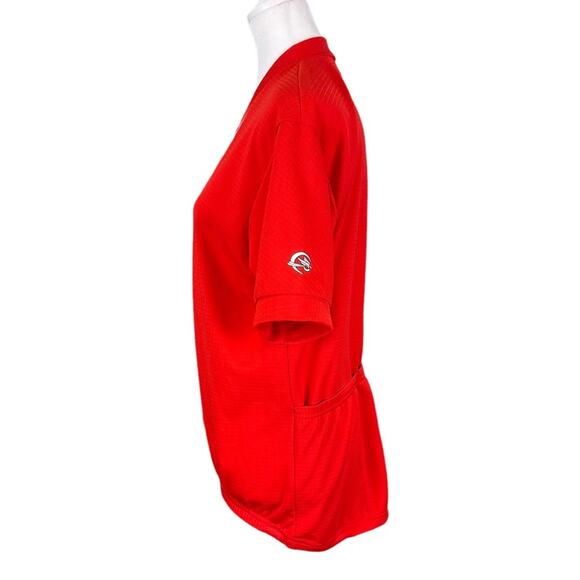 Canari Cycling Top Jersey Red Sz L Short Sleeve 1/2 Zip Back Pockets - Picture 3 of 8